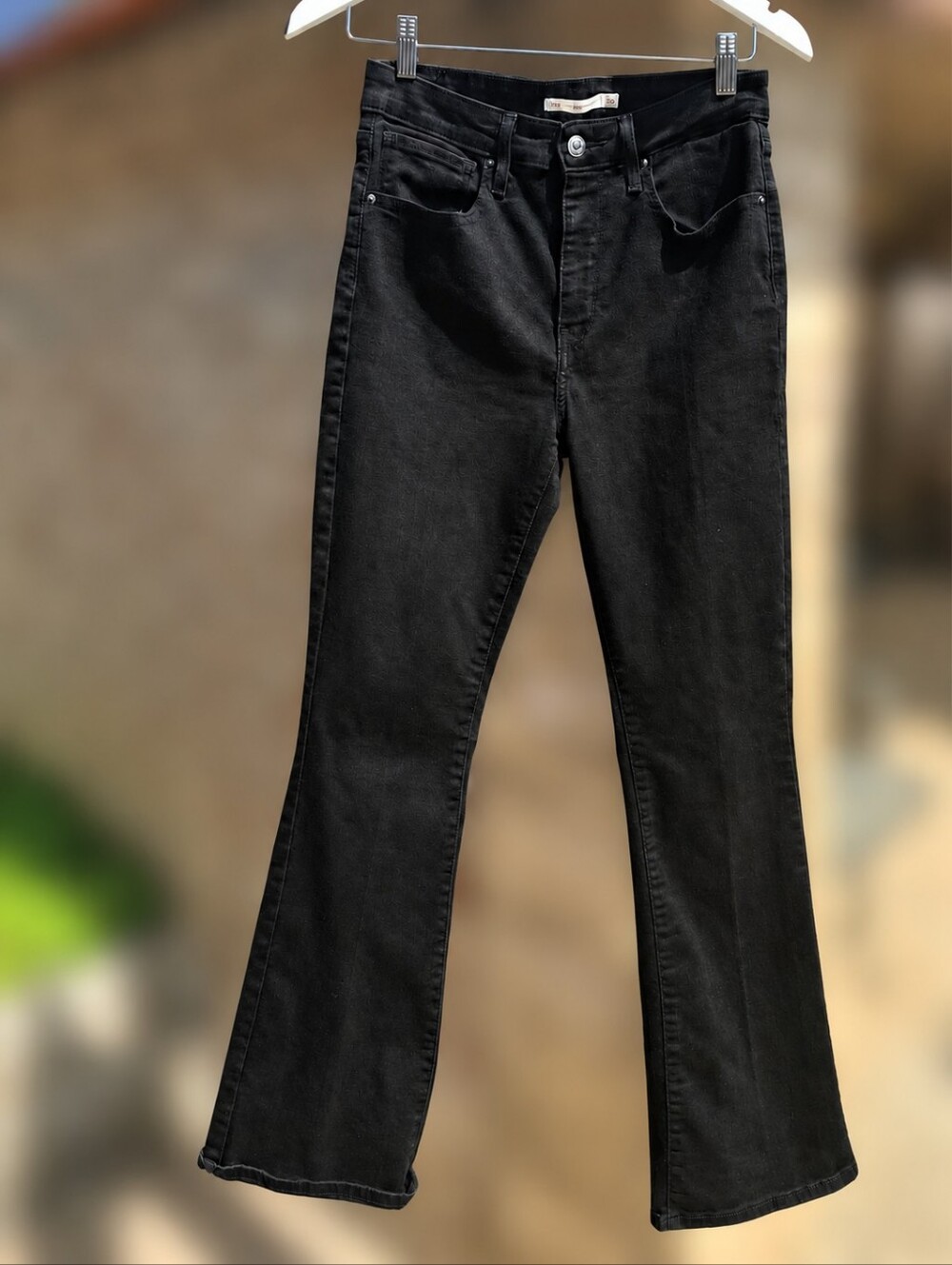 Levi's 725 High Rise Bootcut Jeans Black Stretch Denim Women Size W30 L30 - Picture 3 of 16